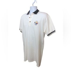 Pittsburgh Steelers Men’s Knit Golf Polo M White Contrast Trim Embroidered NWOT